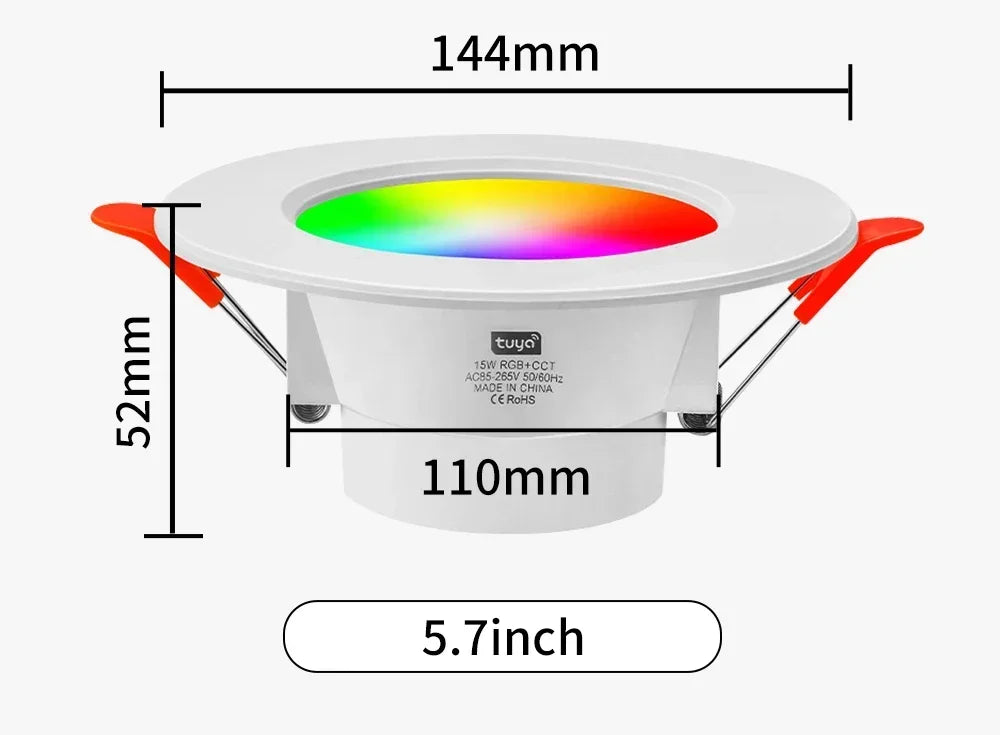 TNCE Tuya Bluetooth 10/15W Dimmable LED RGB Color Ceiling Lamp Smart Ceiling Round Downlight Smart Life APP Remote Control