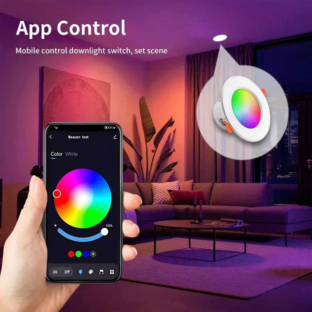 TNCE Tuya Bluetooth 10/15W Dimmable LED RGB Color Ceiling Lamp Smart Ceiling Round Downlight Smart Life APP Remote Control
