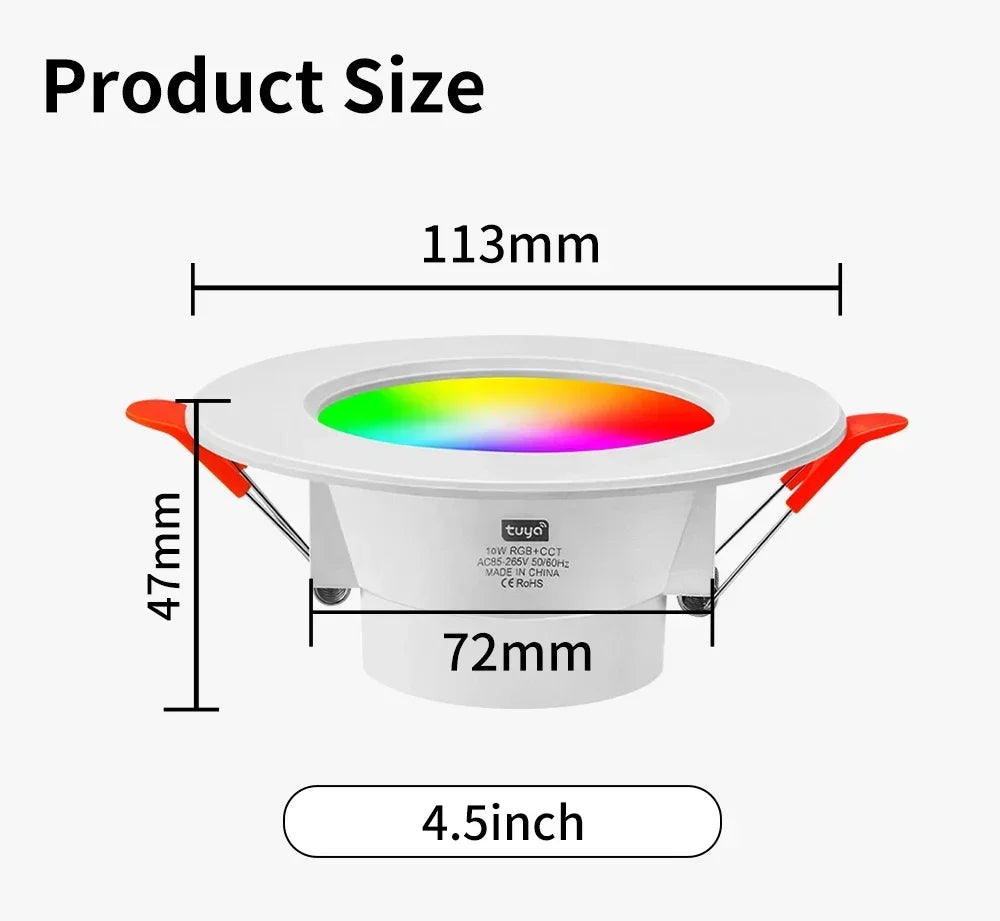 TNCE Tuya Bluetooth 10/15W Dimmable LED RGB Color Ceiling Lamp Smart Ceiling Round Downlight Smart Life APP Remote Control