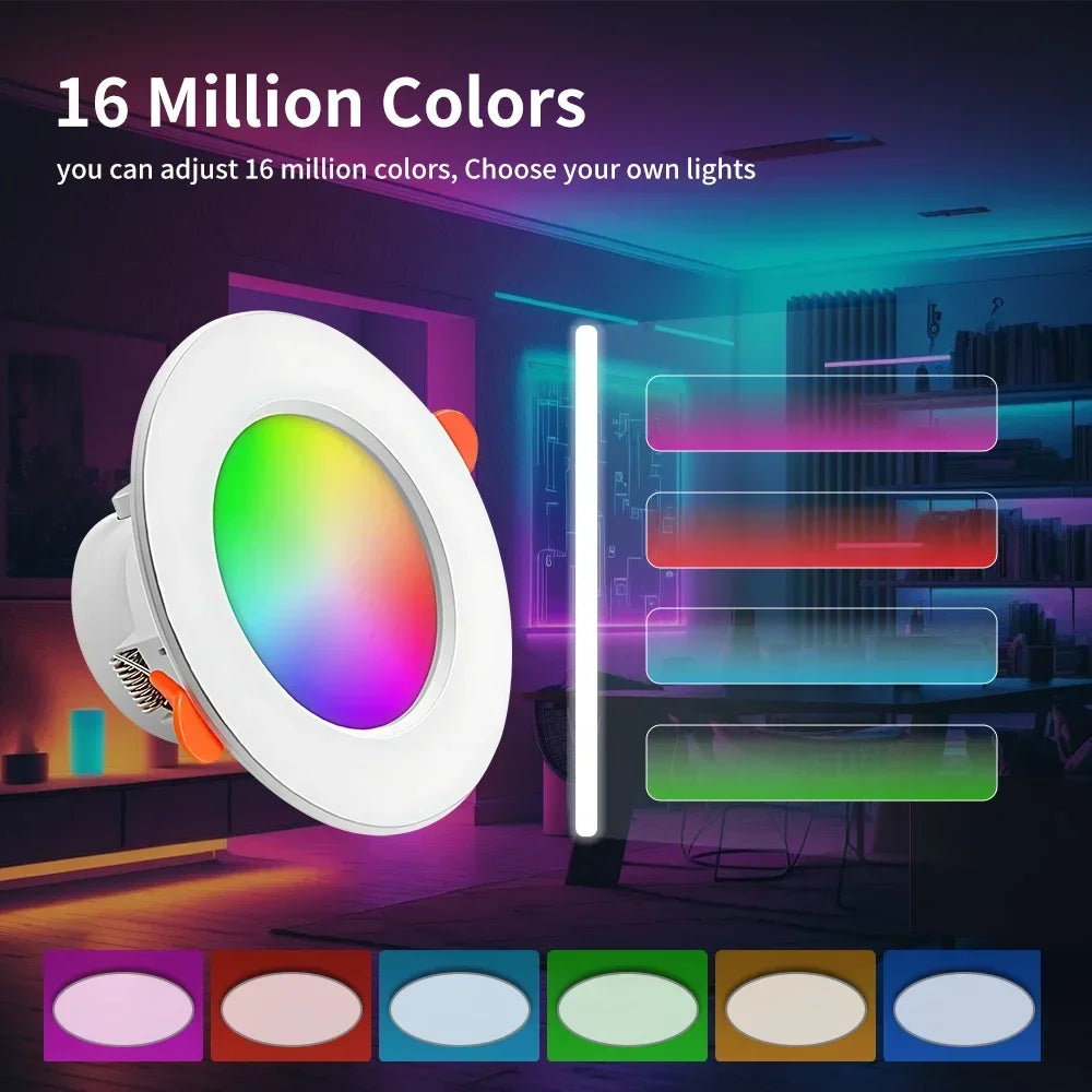 TNCE Tuya Bluetooth 10/15W Dimmable LED RGB Color Ceiling Lamp Smart Ceiling Round Downlight Smart Life APP Remote Control