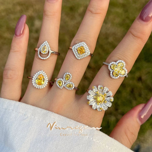Vinregem Citrine Gemstone Vintage 100% 925 Sterling Silver Cocktail Ring for Women Wedding Engagement Fine Jewelry Wholesale